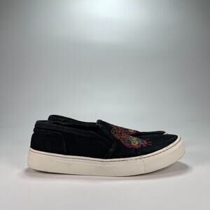 Kenzo K-Skate Black Slip On Tiger Head Embroidered Shoes Women's Size 7.5 EU 38